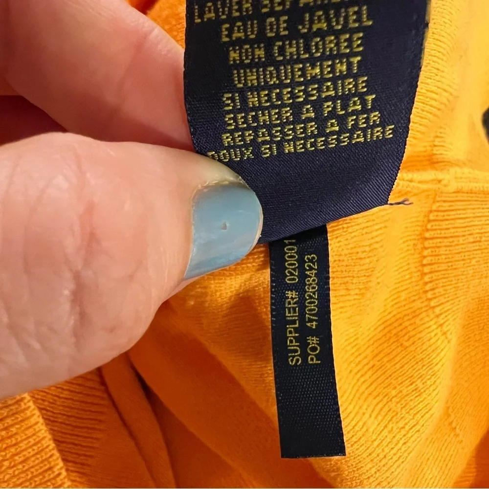 Polo by Ralph Lauren Orange V-Neck Cotton Sweater size large